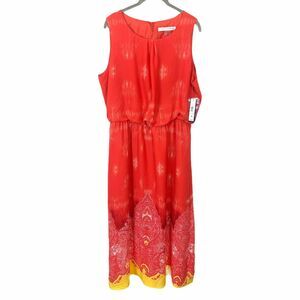 Peter Nygard Dress Orange Sleeveless Bold Colorful Cruise Vacation Dress sz 16
